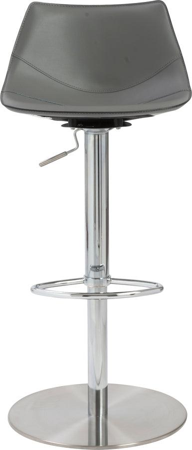 Euro Style Barstools - Rudy Adjustable Swivel Bar/Counter Stool in Gray with Brushed Stainless Steel Base