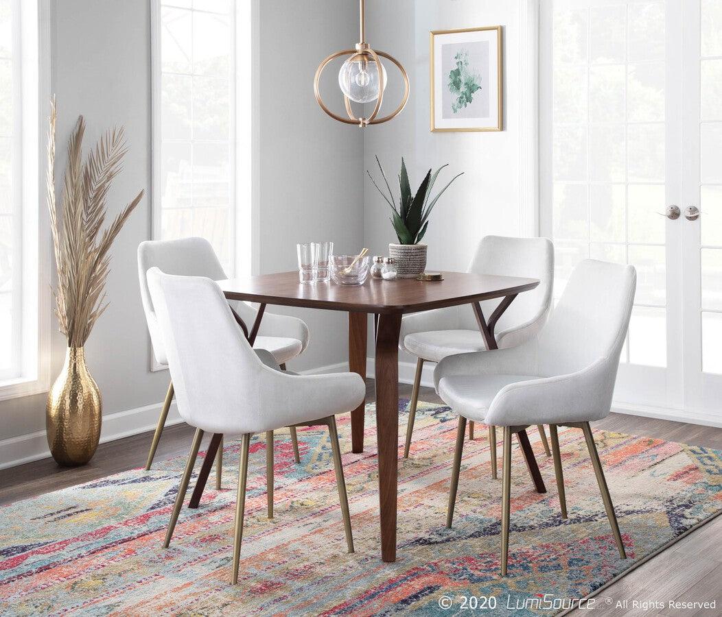 Lumisource Dining Chairs - Diana Contemporary Chair in Satin Brass Metal & Cream Velvet - Set of 2