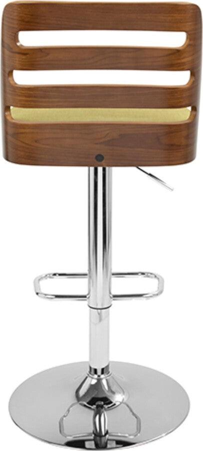 Lumisource Barstools - Trevi Mid-Century Modern Adjustable Barstool with Swivel in Walnut and Green