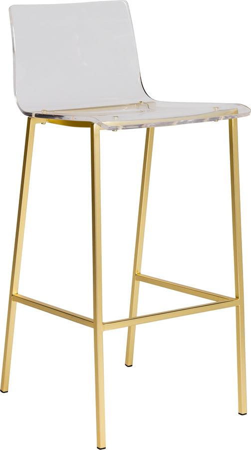 Euro Style Barstools - Chloe Bar Stool in Clear Acrylic with Matte Brushed Gold Legs - Set of 2