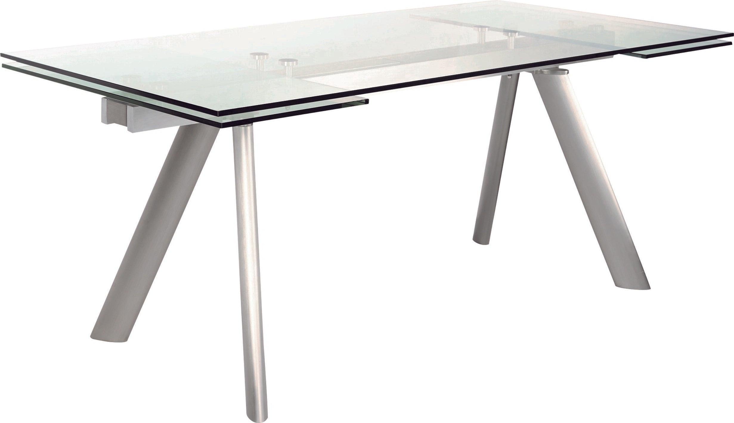 Euro Style Dining Tables - Delano 102" Rectangle Extension Dining Table Clear
