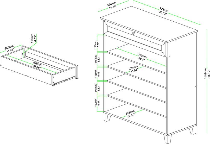 Wholesale Interiors Shoe Storage - Coolidge Oak Brown Finished Wood 5-Shelf Shoe Storage Cabinet