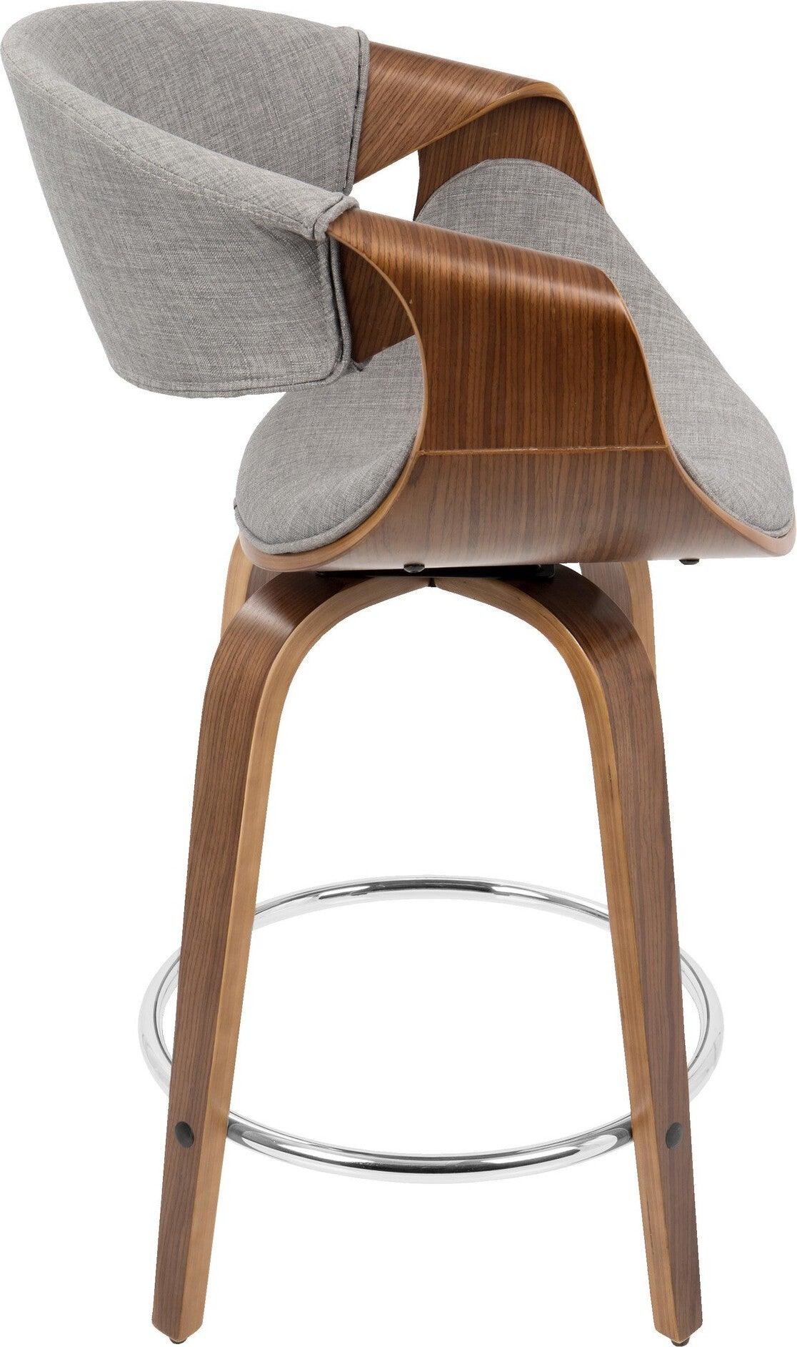 Lumisource Barstools - Curvini 24'' Counter Stool Walnut & Light Gray (Set of 2)