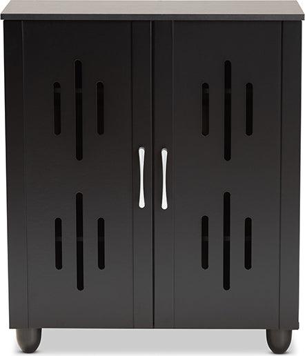 Wholesale Interiors Shoe Storage - Renley Black Finished Wood 2-Door Shoe Storage Cabinet