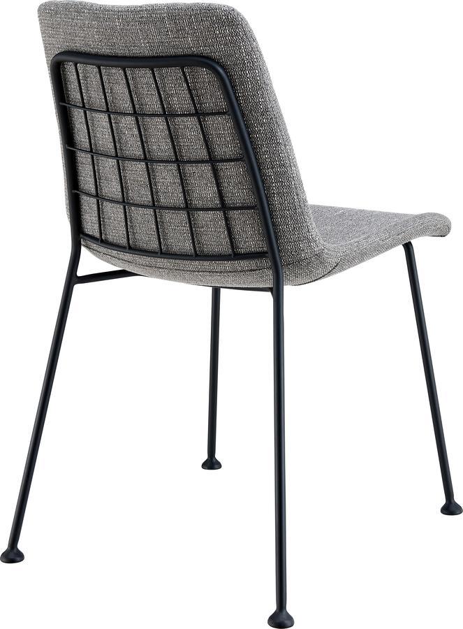 Euro Style Dining Chairs - Elma Side Chair in Light Gray Fabric with Matte Black Frame and Legs - Set Of 2
