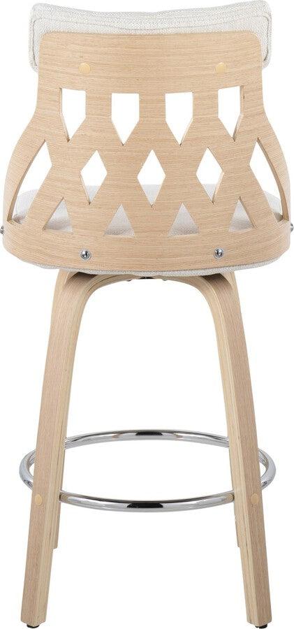 Lumisource Barstools - York 26" Counter Stool In Natural Wood & Cream Fabric With Chrome Footrest