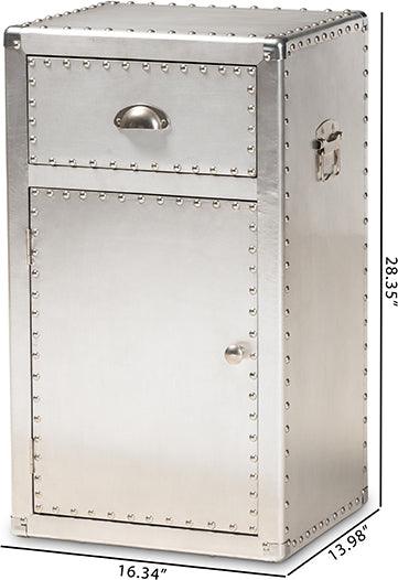 Wholesale Interiors Buffets & Cabinets - Serge French Industrial Silver Metal 1-Door Accent Storage Cabinet