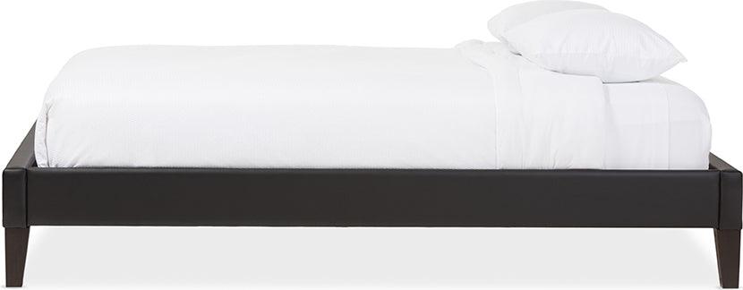 Wholesale Interiors Beds - Lancashire Black Faux Leather Upholstered Full Size Bed Frame With Tapered Legs