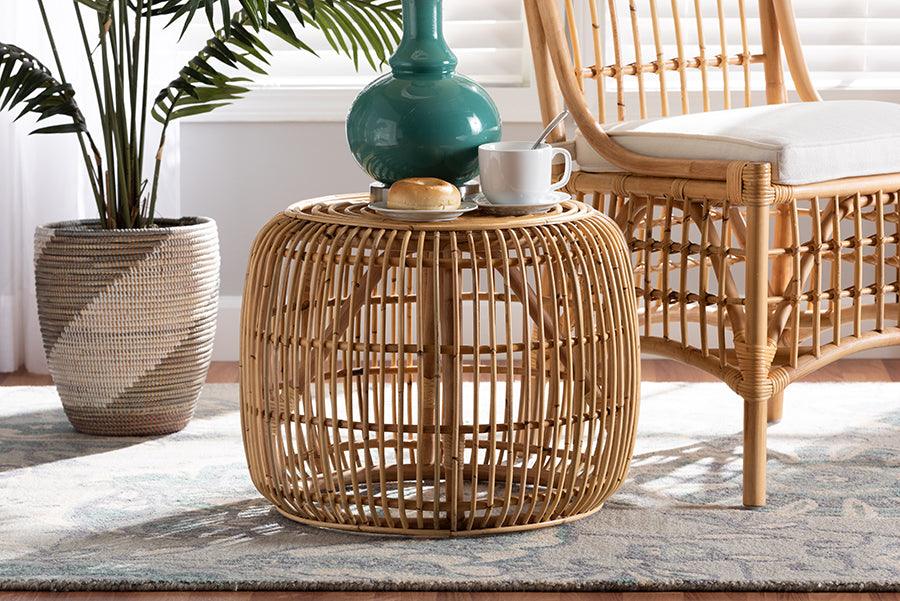 Wholesale Interiors Side & End Tables - Maverick Modern Bohemian Natural Brown Rattan End table