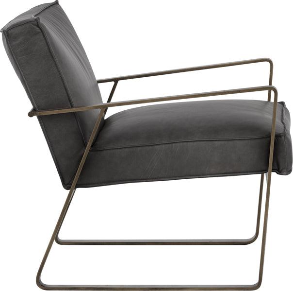 SUNPAN Accent Chairs - Kristoffer Lounge Chair Vintage Steel Gray Leather