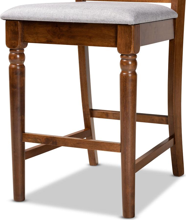 Wholesale Interiors Barstools - Ramiro Grey & Walnut Brown Finished Wood 2-Piece Counter Stool Set