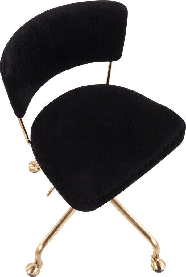 Lumisource Task Chairs - Tania Contemporary Task Chair in Gold Metal & Black Velvet