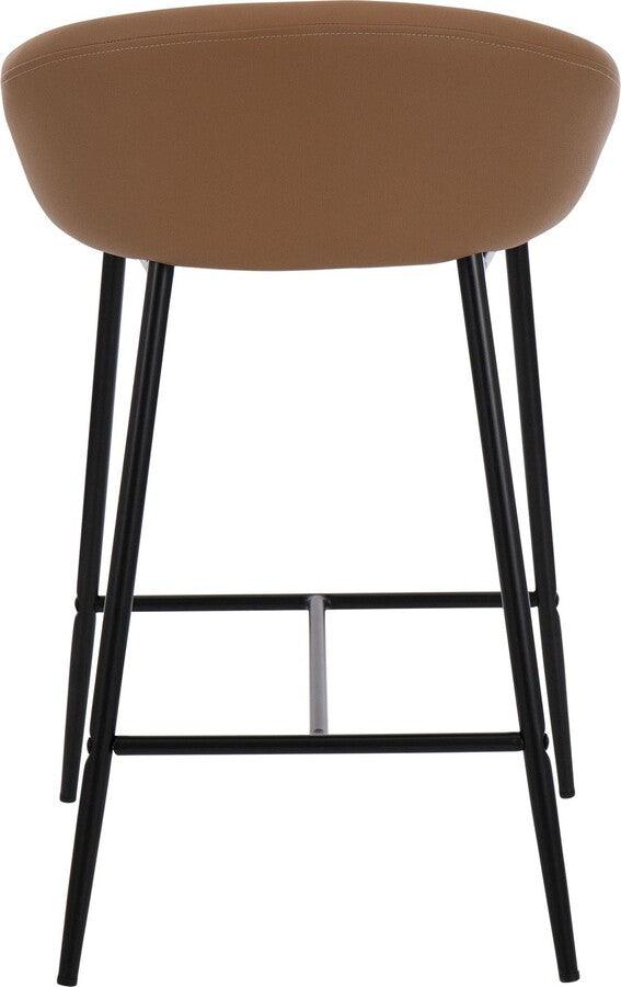 Lumisource Barstools - Matisse Counter Stool With Black Metal Frame & Camel Faux Leather (Set of 2)