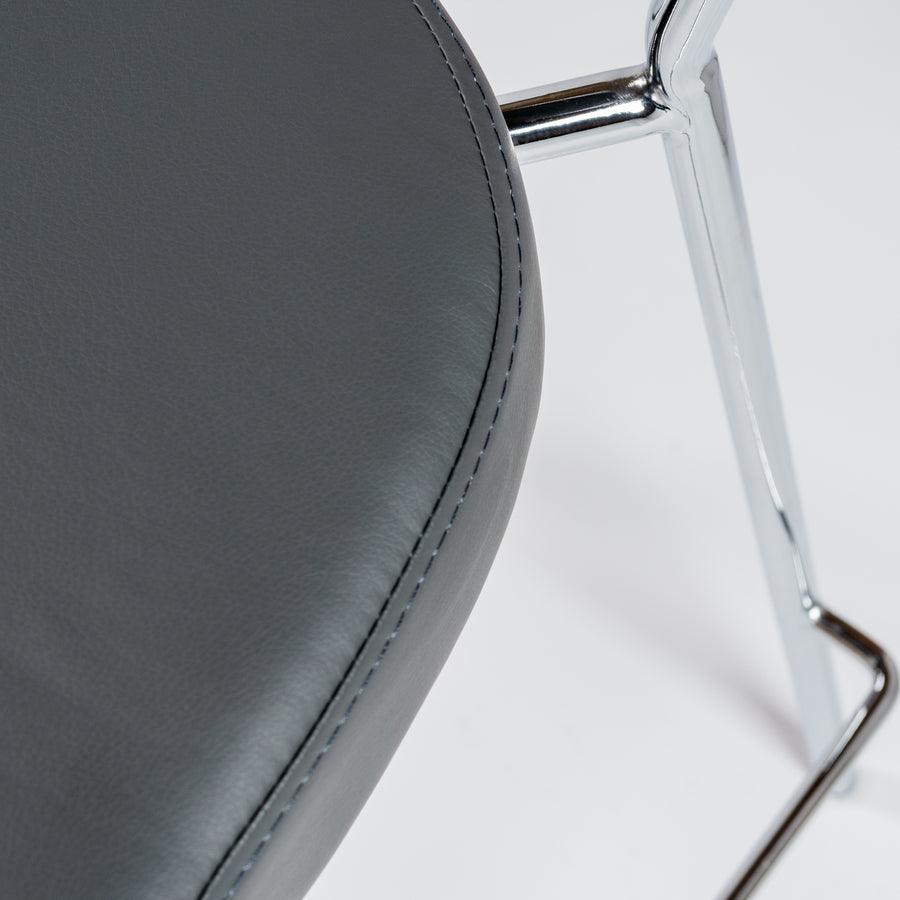 Euro Style Barstools - Draco-C Counter Stool In Gray With Chrome Base Frame And Base - Set Of 2