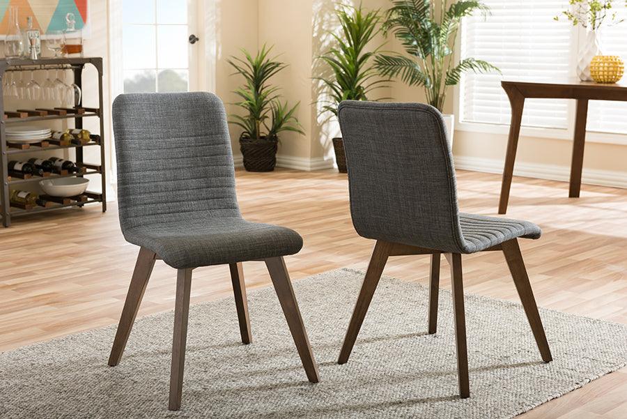 Wholesale Interiors Dining Chairs - Sugar Mid-century Style Dark Grey Fabric and Walnut Wood Dining Chair (Set of 2)