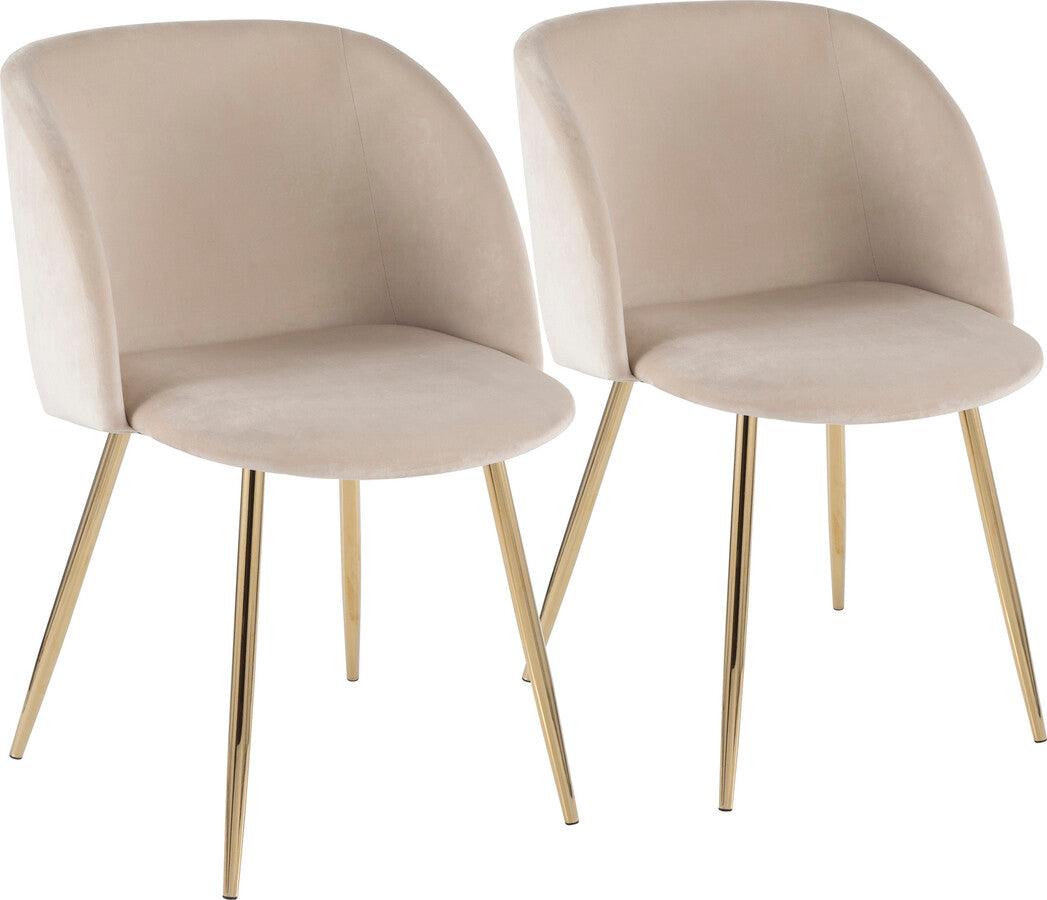 Lumisource Dining Chairs - Fran Contemporary Chair in Gold Metal and Cream Velvet - Set of 2