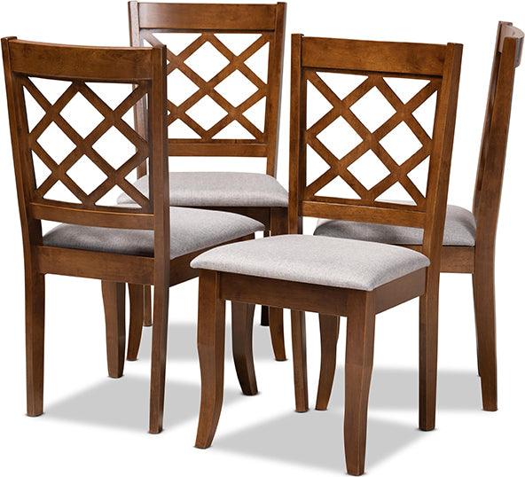 Wholesale Interiors Dining Chairs - Brigitte Grey Fabric Upholstered And Walnut Brown Finished Wood 4-Piece Dining Chair Set
