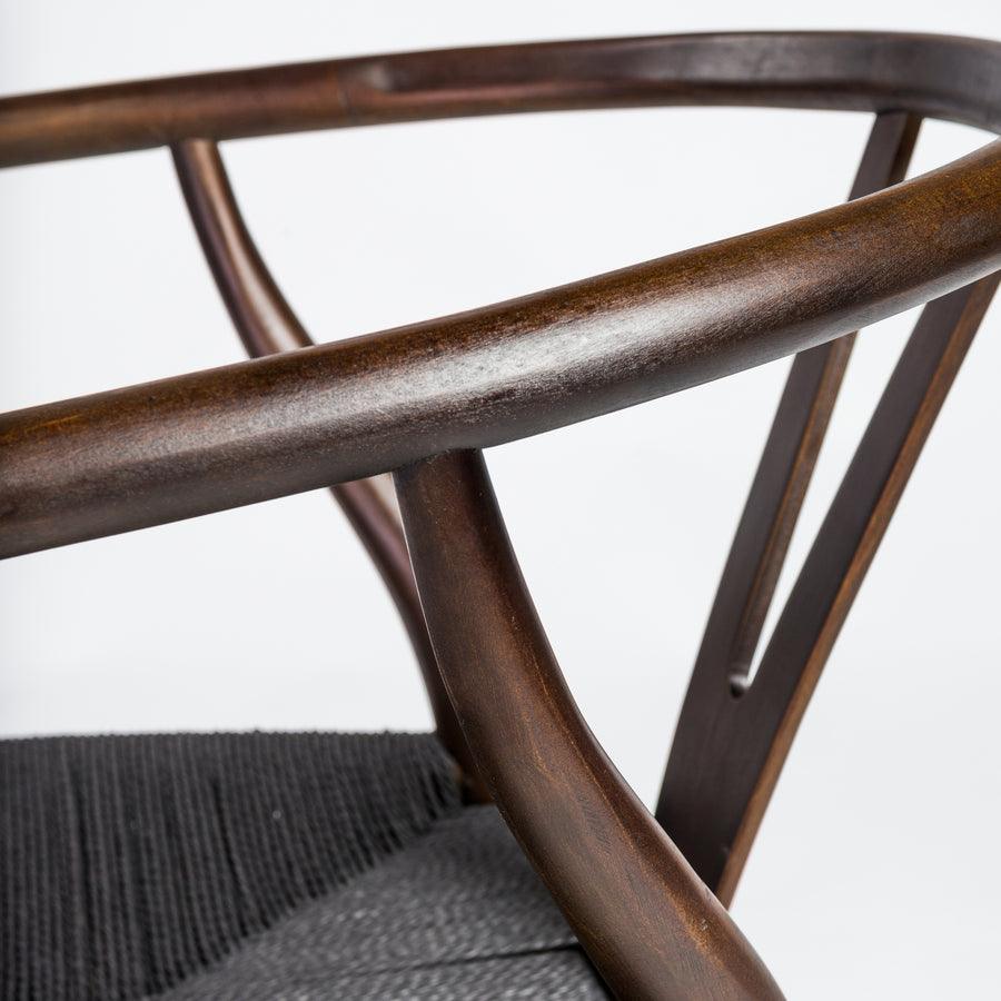 Euro Style Dining Chairs - Evelina Side Chair with Walnut Stained Framed and Black Rush Seat - Set of 2