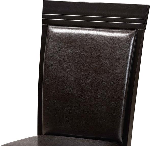 Wholesale Interiors Dining Sets - Nada Dark Brown Faux Leather Upholstered and Dark Brown Finished Wood 5-Piece Dining Set