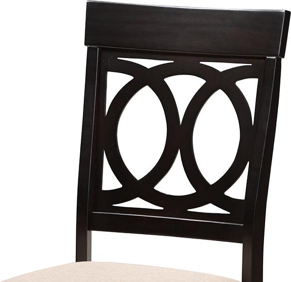 Wholesale Interiors Dining Chairs - Lucie Contemporary Sand Fabric Upholstered Brown Finished Wood Dining Chair Set of 4