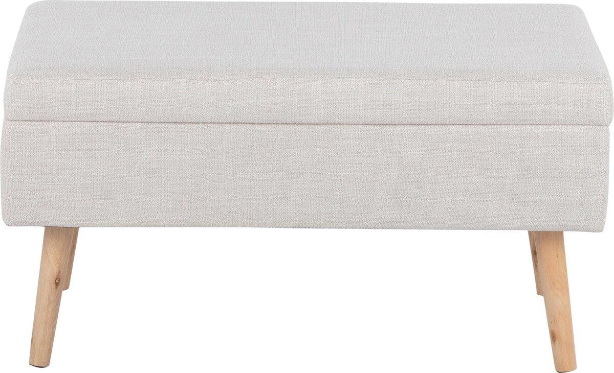 Lumisource Benches - Storage Contemporary Bench in Natural Wood & Beige Fabric