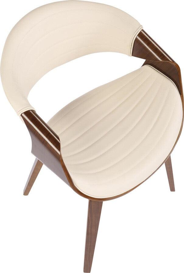 Lumisource Accent Chairs - Symphony Mid-Century Modern Dining/accent Chair in Walnut Wood and Cream Faux Leather
