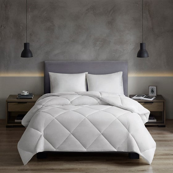 Olliix.com Comforters & Blankets - Oversized Down Alt Comforter with HeiQ Smart Temp Treatment White Full/Queen