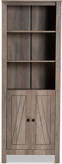 Wholesale Interiors Bookcases & Display Units - Derek Modern and Contemporary Transitional Rustic Oak Finished Wood 2-Door Bookcase