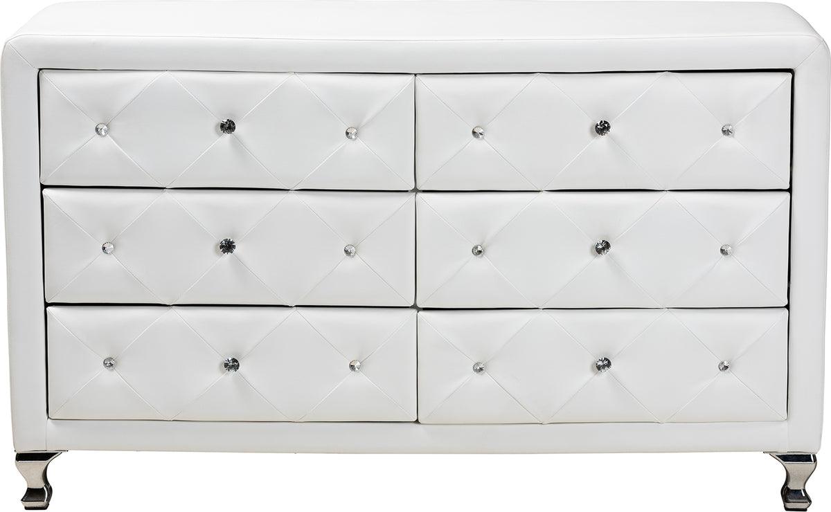 Wholesale Interiors Dressers - Luminescence White Faux Leather Upholstered Dresser