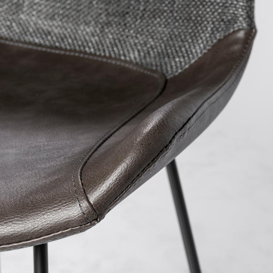 Euro Style Barstools - Alisa-B Bar Stool in Dark Gray Fabric and Dark Gray PU with Matte Black Legs
