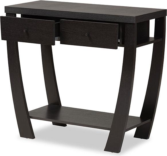 Wholesale Interiors Consoles - Capote Modern and Contemporary Espresso Brown Finished Wood 2-Drawer Console Table