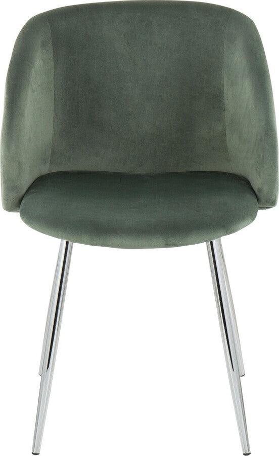 Lumisource Accent Chairs - Fran Contemporary Chair In Chrome & Sage Green Velvet (Set of 2)