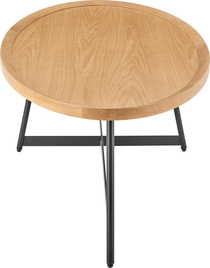 Euro Style Coffee Tables - Niklaus 47" Oval Coffee Table in Oak and Black Base