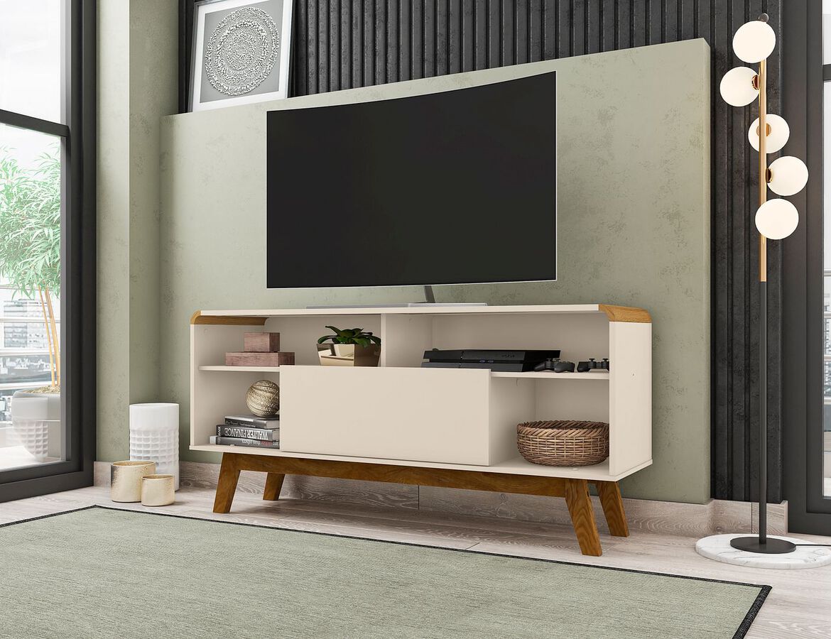 Manhattan Comfort TV & Media Units - Camberly 53.54 TV Stand in Off White and Cinnamon
