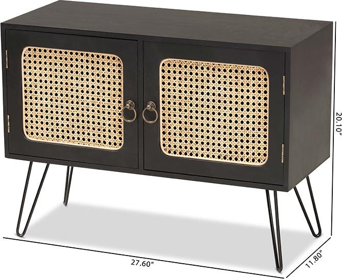 Wholesale Interiors Buffets & Sideboards - Davion Mid-Century Modern Brown Wood and Black Metal 2-Door Sideboard Buffet