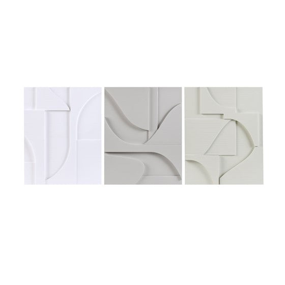 Olliix.com - Geometric MDF Wood Carved Wall Decor 3 Piece Set Neutral