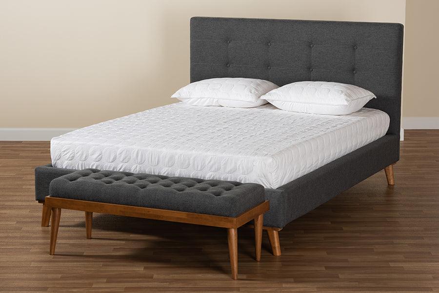 Wholesale Interiors Bedroom Sets - Valencia Dark Grey Fabric Upholstered Queen Size 2-Piece Bedroom Set