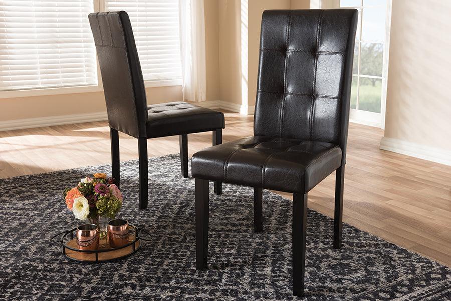 Wholesale Interiors Dining Chairs - Avery Modern And Contemporary Dark Brown Faux Leather Upholstered Dining Chair (Set Of 2)