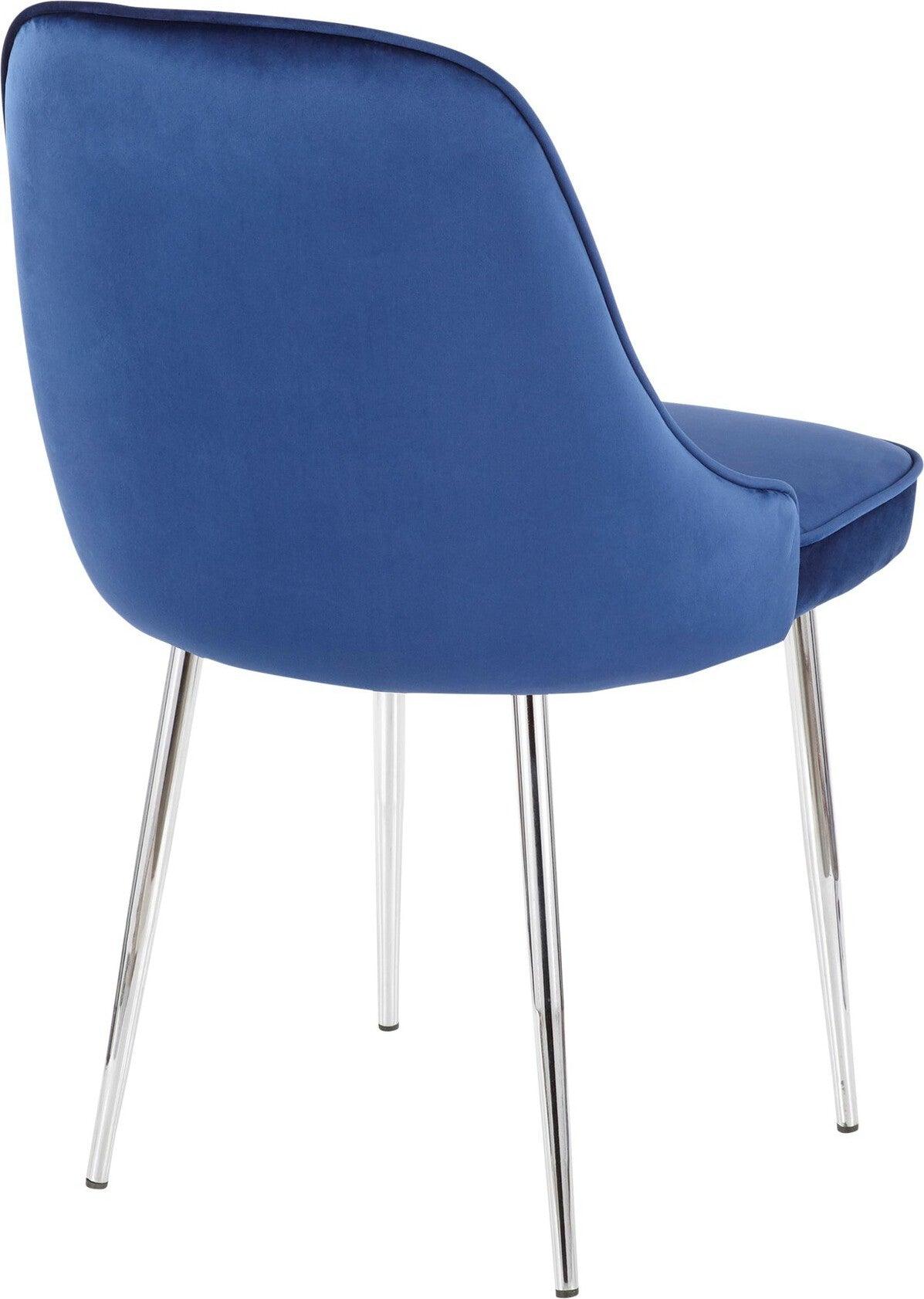 Lumisource Dining Chairs - Marcel Navy Blue Velvet Fabric Dining Chair (Set of 2)