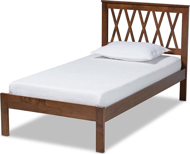 Wholesale Interiors Beds - Malene Twin Size Platform Bed Walnut