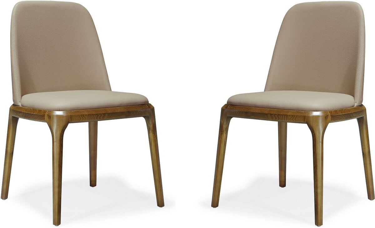 Manhattan Comfort Dining Chairs - Courding Dining Chair in Tan and Walnut (Set of 2)