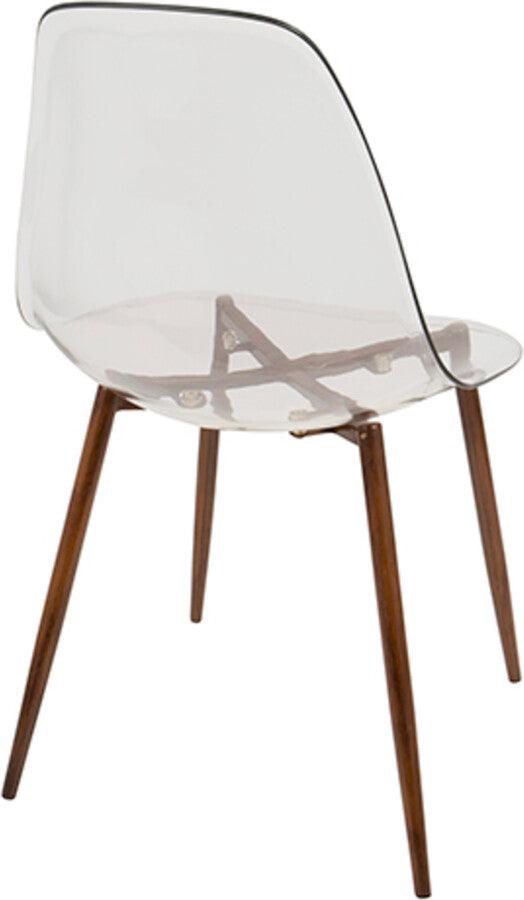 Lumisource Dining Chairs - Clara Mid-Century Modern Dining Chair in Walnut and Clear - Set of 2