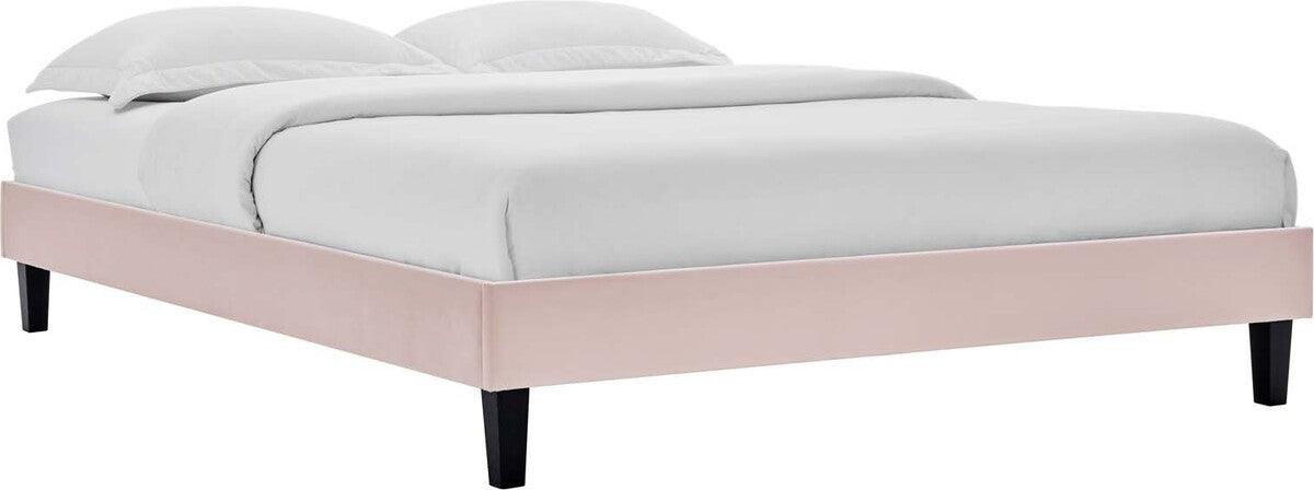 Modway Beds - Colette Full Performance Velvet Platform Bed Pink