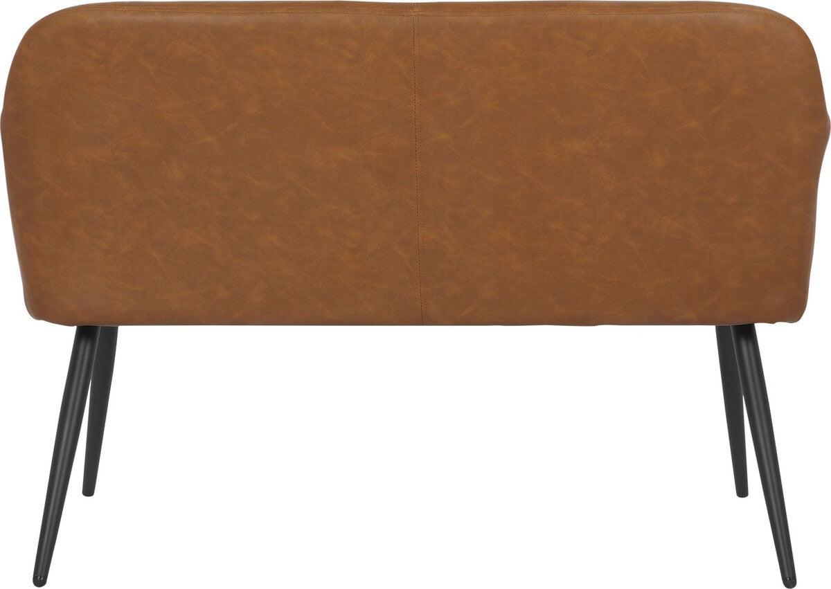 Lumisource Benches - Daniella Industrial High Back Bench in Black Steel and Camel Faux Leather
