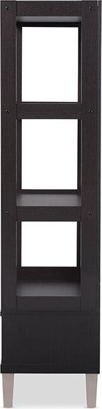 Wholesale Interiors Bookcases & Display Units - Kalien Modern and Contemporary Dark Brown Wood Leaning Bookcase with Display Shelves