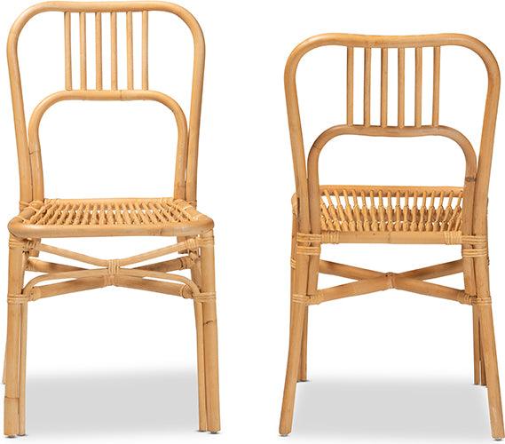 Wholesale Interiors Dining Chairs - Ivora Modern Bohemian Natural Brown Rattan 2-Piece Dining Chair Set
