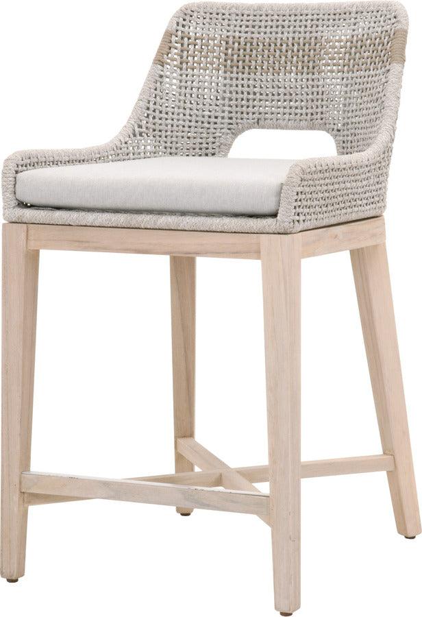 Essentials For Living Outdoor Barstools - Tapestry Outdoor Counter Stool Gray, White & Taupe Teak