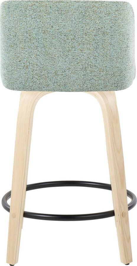 Lumisource Barstools - Toriano 24" Fixed Height Counter Stool In Natural & Light Green (Set of 2)
