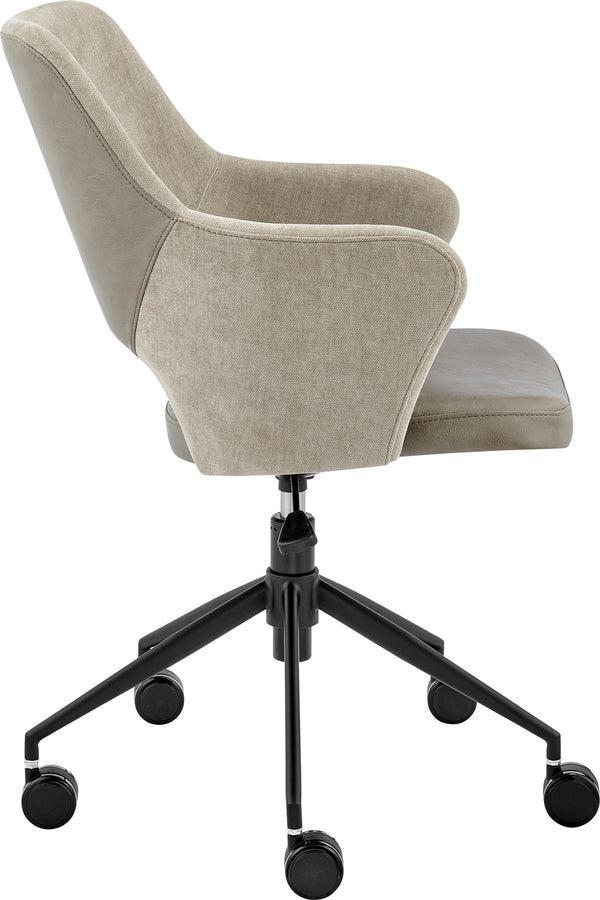 Euro Style Task Chairs - Darcie Office Chair in Light Taupe Fabric, Light Gray Leatherette and Black Base