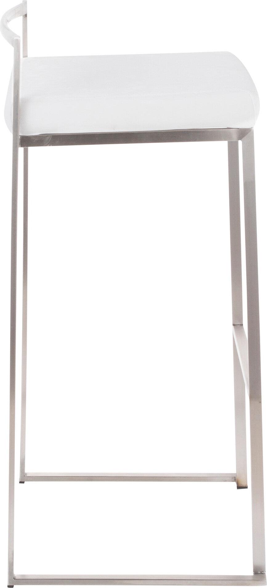 Lumisource Barstools - Fuji Stacker Barstool Brushed & White (Set of 2)